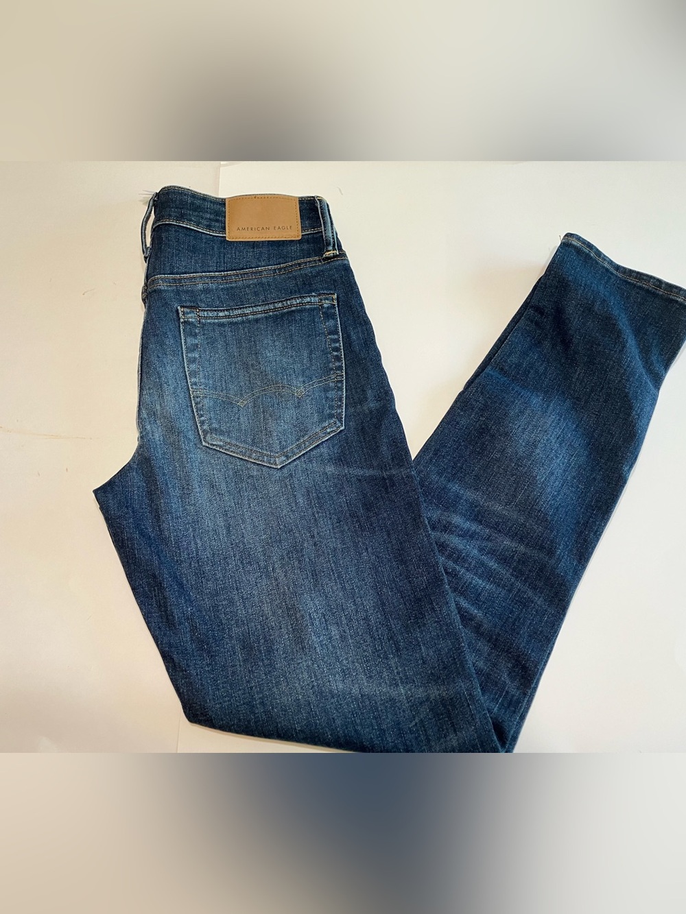 American Eagle Skinny Jeans Size 28x32 Airflex+ Temp Tech Denim Slight Distress